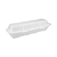 Pactiv Foam Hinged Lid Containers, Dual Tab Lock Hoagie, 13 x 4 x 4, White, 250/Carton (0TH1X267000Y)