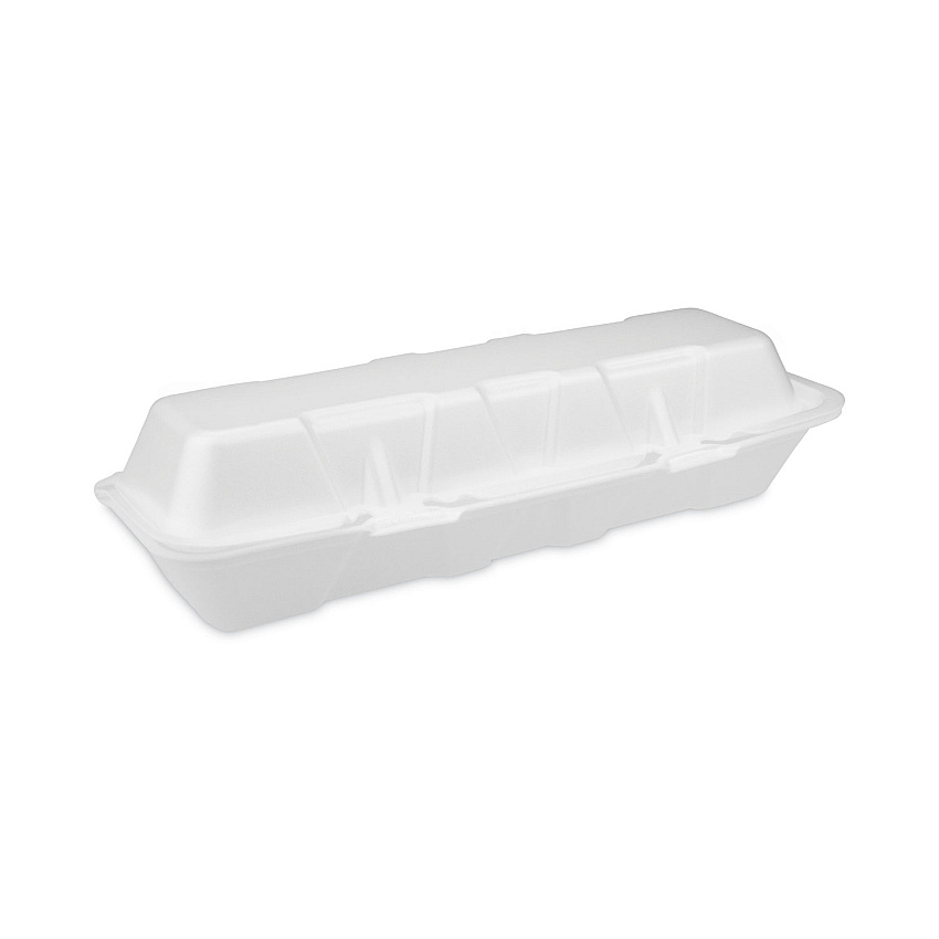 Pactiv Foam Hinged Lid Containers, Dual Tab Lock Hoagie, 13 x 4 x 4, White, 250/Carton (0TH1X267000Y)