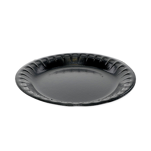 Pactiv Evergreen Placesetter Deluxe Laminated Foam Dinnerware, Plate, 6" dia, Black, 125/Pack, 8 Packs/Carton (0TKB0006000Y)