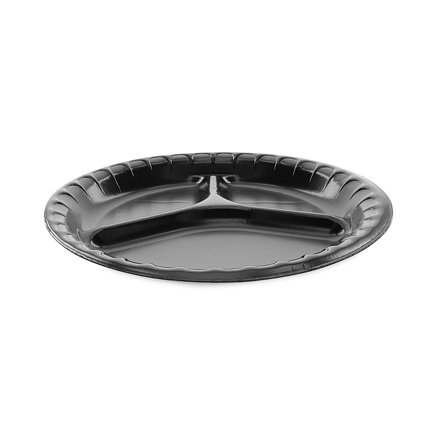 Placesetter Deluxe Laminated Foam Dinnerware, Plate, 10.25" Dia, Black, 540/carton