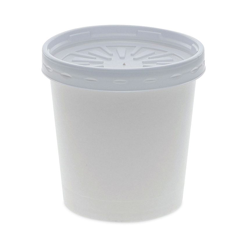 Pactiv Paper Round Food Container and Lid Combo, 16 oz, 3.75" Diameter x 3.88h", White, 250/Carton (D16RBLD)
