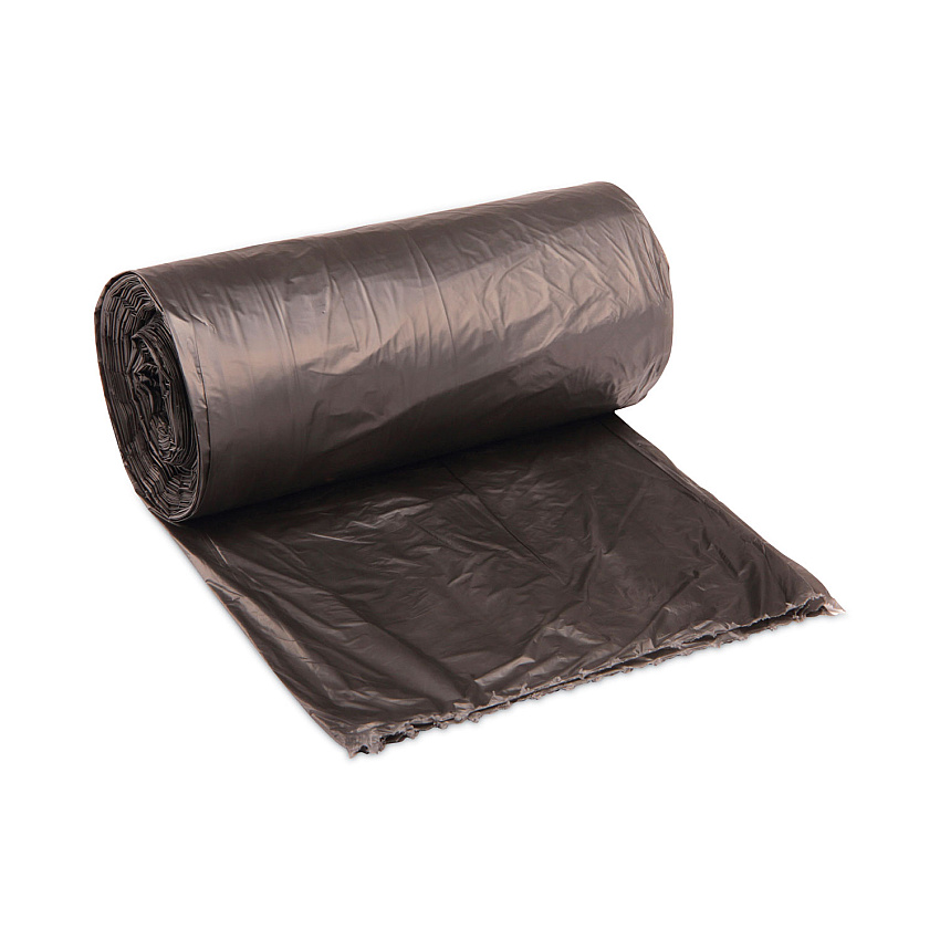 Boardwalk High-Density Can Liners, 60 gal, 14 mic, 38" x 58", Black, Perforated Roll, 25 Bags/Roll, 8 Rolls/Carton (385814K)