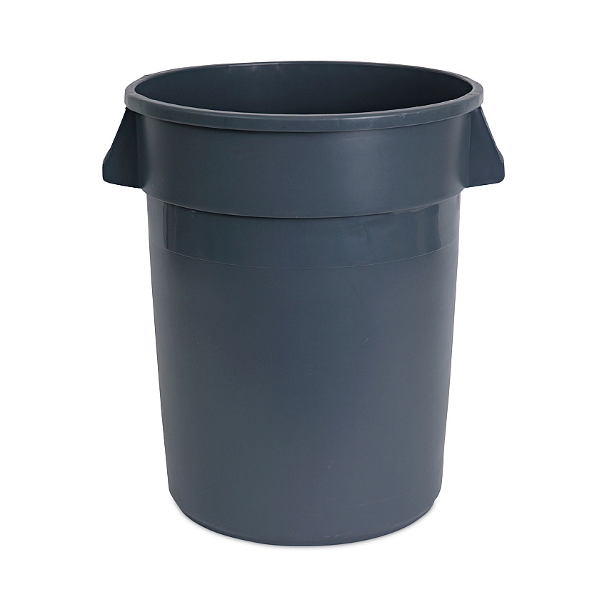 Boardwalk&reg; Round Waste Receptacle, LLDPE, 32 gal, Gray (BWK32GLWRGRA)