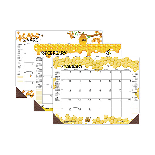 House of Doolittle Recycled Honeycomb Desk Pad Calendar, Honeycomb Artwork, 18.5 x 13, White/Multicolor Sheets, 12-Month (Jan to Dec): 2026 (1566)