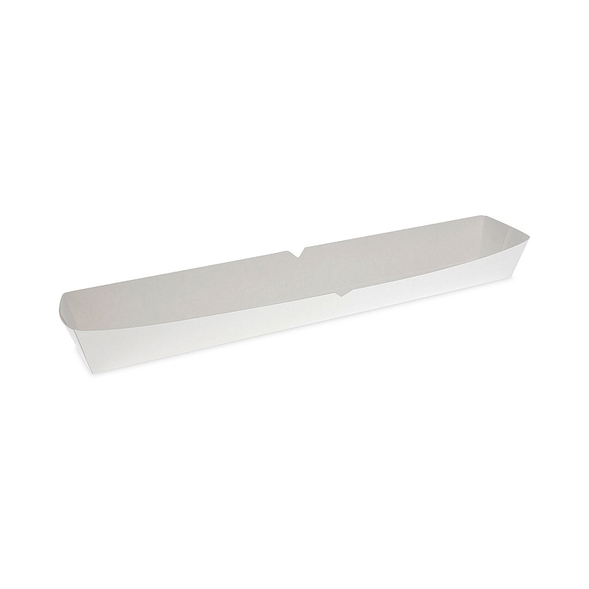 Pactiv Paperboard Boat Basket, Hot Dog Tray with Perforations, 16 oz, 12.51 x 2.06 x 1.75, White, Paper, 500/Carton (DDOGPRF)