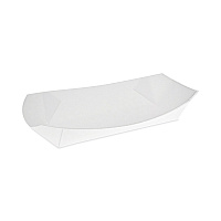 Pactiv Paperboard Boat Basket, Hot Dog Tray with Perforations, 7.04 x 1.75 x 1.43, White, Paper, 1,000/Carton (DDOGTPAC)