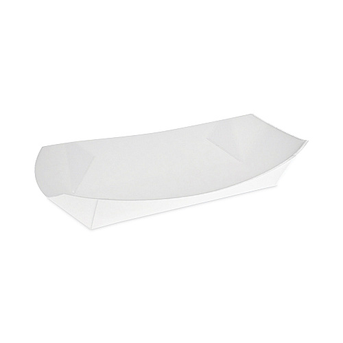 Pactiv Paperboard Boat Basket, Hot Dog Tray with Perforations, 7.04 x 1.75 x 1.43, White, Paper, 1,000/Carton (DDOGTPAC)