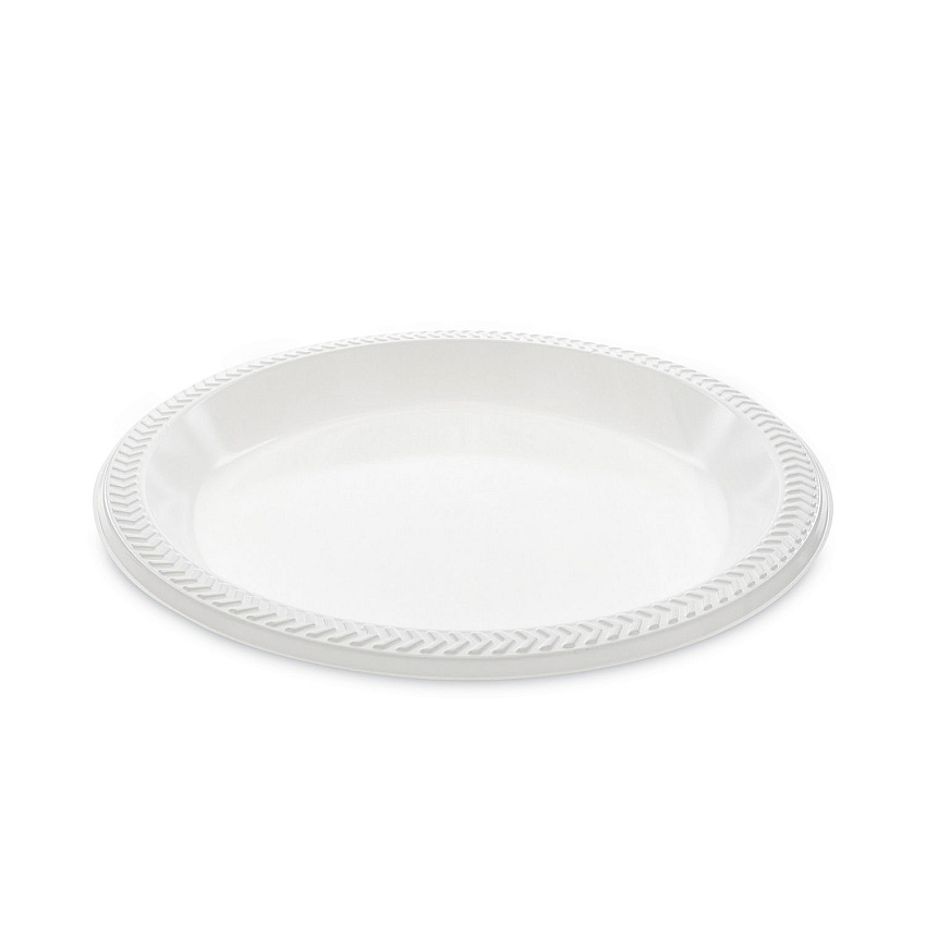 Pactiv Meadoware Impact Plastic Dinnerware, Plate, 10.25" dia, White, 500/Carton (MI10)