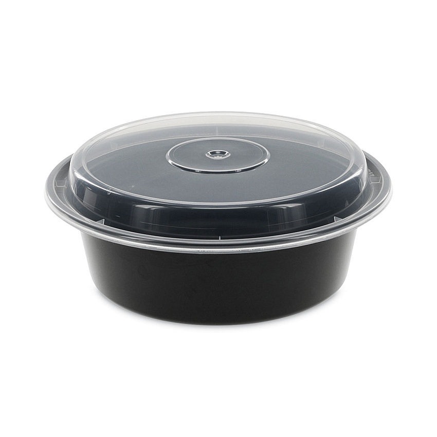 Pactiv Newspring VERSAtainer Microwavable Containers, 32 oz, 7 Diameter x 2 h, Black/Clear, Plastic, 150/Carton (NC729B)