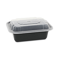 Pactiv Newspring VERSAtainer Microwavable Containers, 12 oz, 4.5 x 5.5 x 1.75, Black/Clear, Plastic, 150/Carton (NC818B)