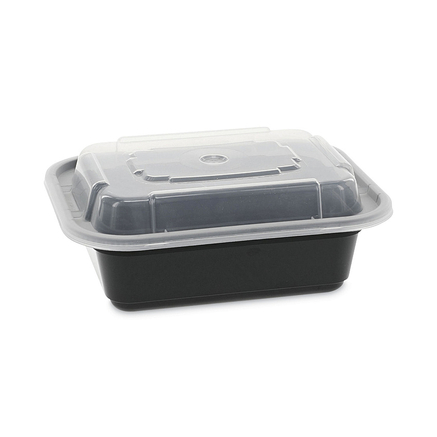 Pactiv Newspring VERSAtainer Microwavable Containers, 12 oz, 4.5 x 5.5 x 1.75, Black/Clear, Plastic, 150/Carton (NC818B)