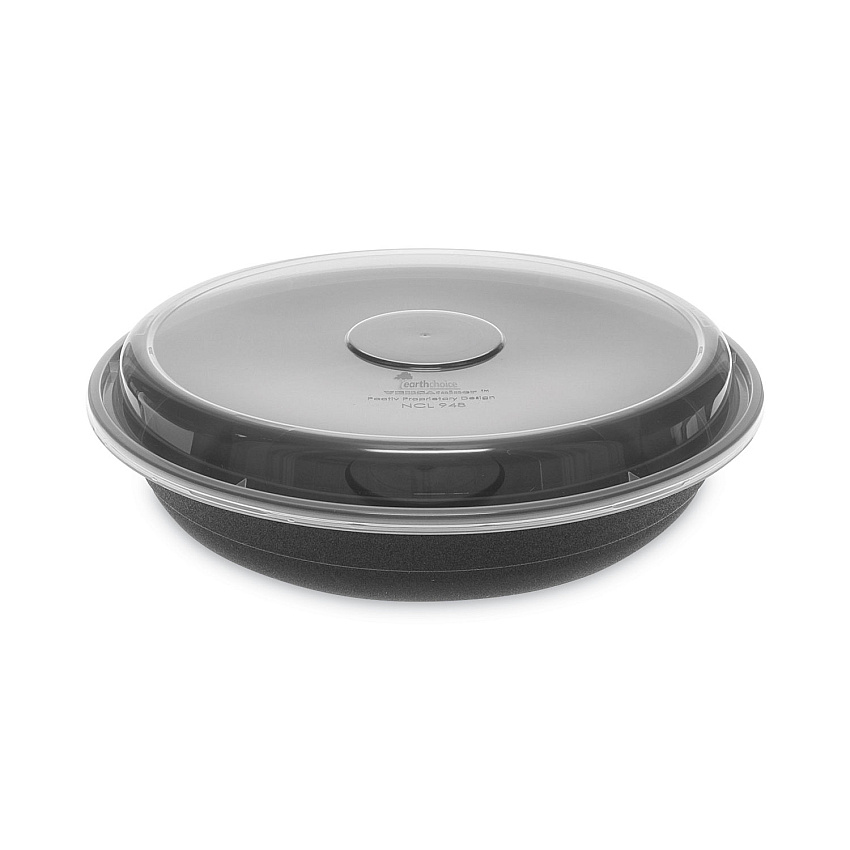 Pactiv EarthChoice Versa2Go Microwaveable Container, 46 oz, 9 x 9 x 1.7, Black/Clear, Plastic, 150/Carton (NV2GRN469B)