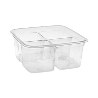 Pactiv EarthChoice Square Recycled Bowl,4-Compartment, 32 oz, 6.13 x 6.13 x 2.61, Clear, Plastic, 360/Carton (Y6S324C)
