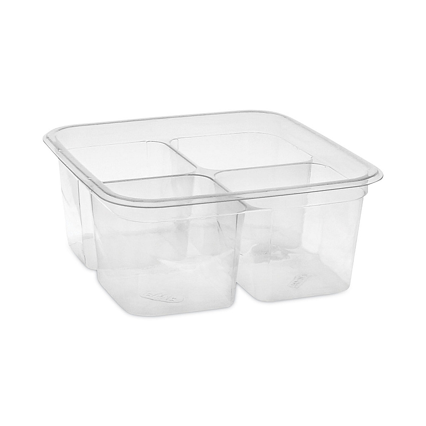 Pactiv EarthChoice Square Recycled Bowl,4-Compartment, 32 oz, 6.13 x 6.13 x 2.61, Clear, Plastic, 360/Carton (Y6S324C)