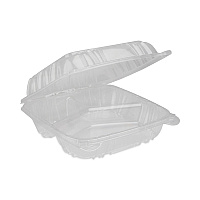 Pactiv SENSATION SmartLock Hinged Lid Container, 3-Compartment, 8.24 x 8.34 x 3.05, Clear, Plastic, 200/Carton (YCI821230000)