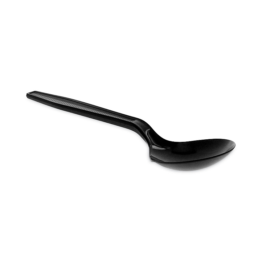 Pactiv Meadoware Cutlery, Soup Spoon, Medium Heavy Weight, Black, 1,000/Carton (YMWSSE)