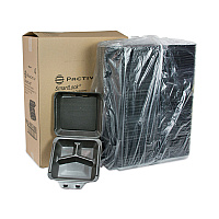 Pactiv SmartLock Foam Hinged Lid Container, Large, 3-Compartment, 9 x 9.5 x 3.25, Black, 150/Carton (YHLB09030000)