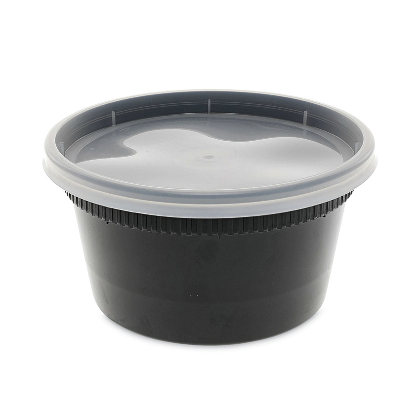 Deli Plas Food Cntnr 12o Z W/flt Lid Bla/cle 240c