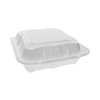 Pactiv Vented Foam Hinged Lid Container, Dual Tab Lock, 8.42 x 8.15 x 3, White, 150/Carton (YTD188010000)