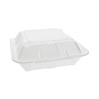 Pactiv Vented Foam Hinged Lid Container, Dual Tab Lock, 9.13 x 9 x 3.25, White, 150/Carton (YTD199010000)