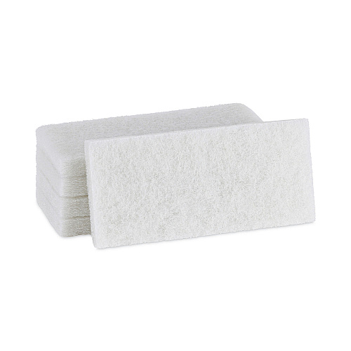 Boardwalk&reg; Light Duty Scrub/Scouring Pads, White, 20 Pads (BWK401)