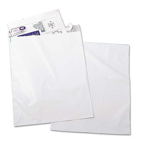 Quality Park Redi-Strip Poly Mailer, #6, Square Flap, Redi-Strip Adhesive Closure, 14 x 19, White, 100/Pack (45235)