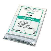 Quality Park Redi-Strip Poly Mailer, #4, Square Flap with Perforated Strip, Redi-Strip Adhesive Closure, 10 x 13, White, 100/Pack (46197)