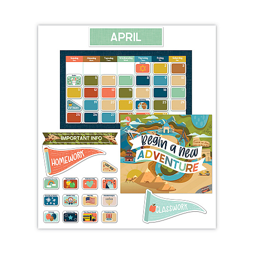 Carson-Dellosa Calendar Bulletin Board Sets, 123-Piece Set, Let's Explore, 23" x 13", Multicolor (110556)
