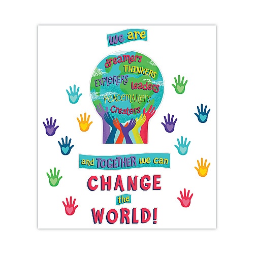 Carson-Dellosa Motivational Bulletin Board Sets, 47-Piece Set, One World, 24.7" x 20", Multicolor (110488)