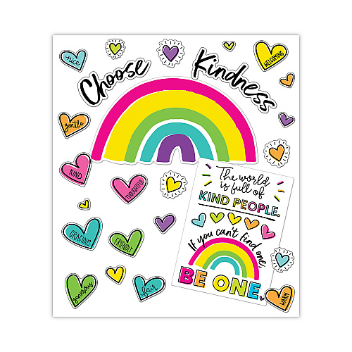 Carson-Dellosa Motivational Bulletin Board Sets, 75-Piece Set, Kind Vibes, 30" x 16", Multicolor (110524)