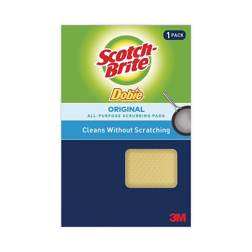 Scotch-Brite Dobie All-Purpose Cleaning Pad, 3.15 x 4.95, 2.24" Thick, Yellow, 24/Carton (56855)