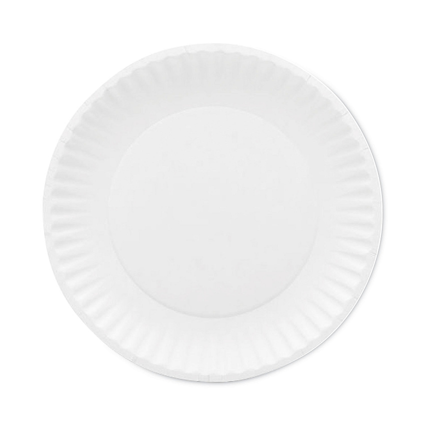 AJM Premium Coated Paper Plates, 7" dia, White, 125/Pack, 8 Packs/Carton (CP7AJ008125A)