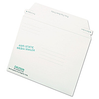 Quality Park Antistatic Fiberboard Disk CD/DVD Mailer, Cheese Blade Flap, Redi-Strip Adhesive Closure, 6 x 8.63, White, 25/Box (64126)