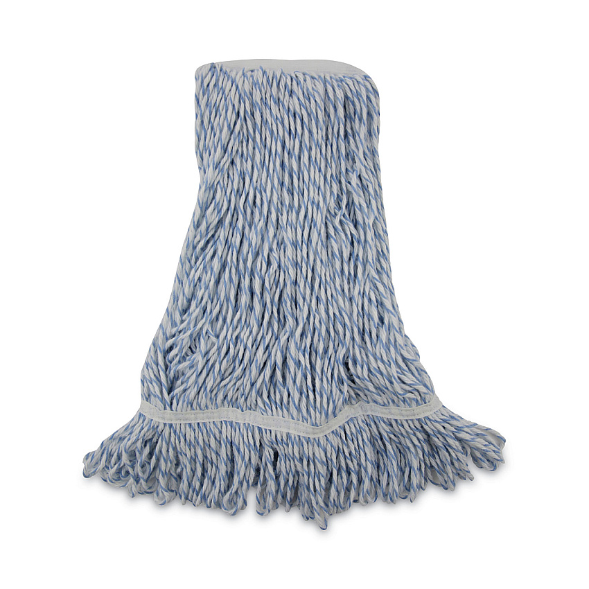 Boardwalk&reg; 4-Ply Floor-Finish Mop Heads, White/Blue Stripes, 12 Mops (BWK542CT)