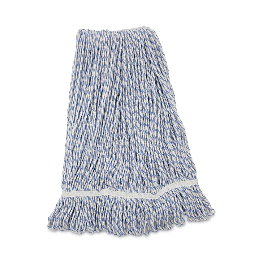 Boardwalk&reg; Mop Head, Rayon/Polyester, Large, White/Blue, 12 Mops (BWK543CT)