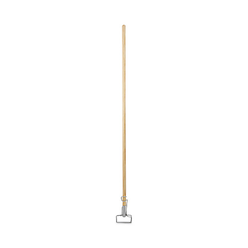 Boardwalk&reg; Spring Grip Metal Head Mop Handle, 60" Wood Handle (BWK609)