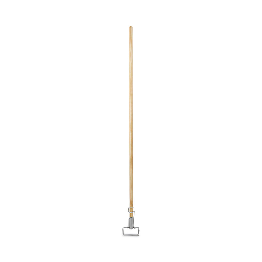 Boardwalk&reg; Spring Grip Metal Head Mop Handle, 60" Wood Handle (BWK609)