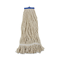 Boardwalk&reg; Cotton Fiber Lie-Flat Mop Head, 24 oz, White, 12 Mop Heads (BWK824C)