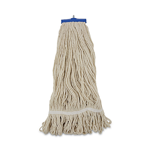 Boardwalk&reg; Cotton Fiber Lie-Flat Mop Head, 24 oz, White, 12 Mop Heads (BWK824C)