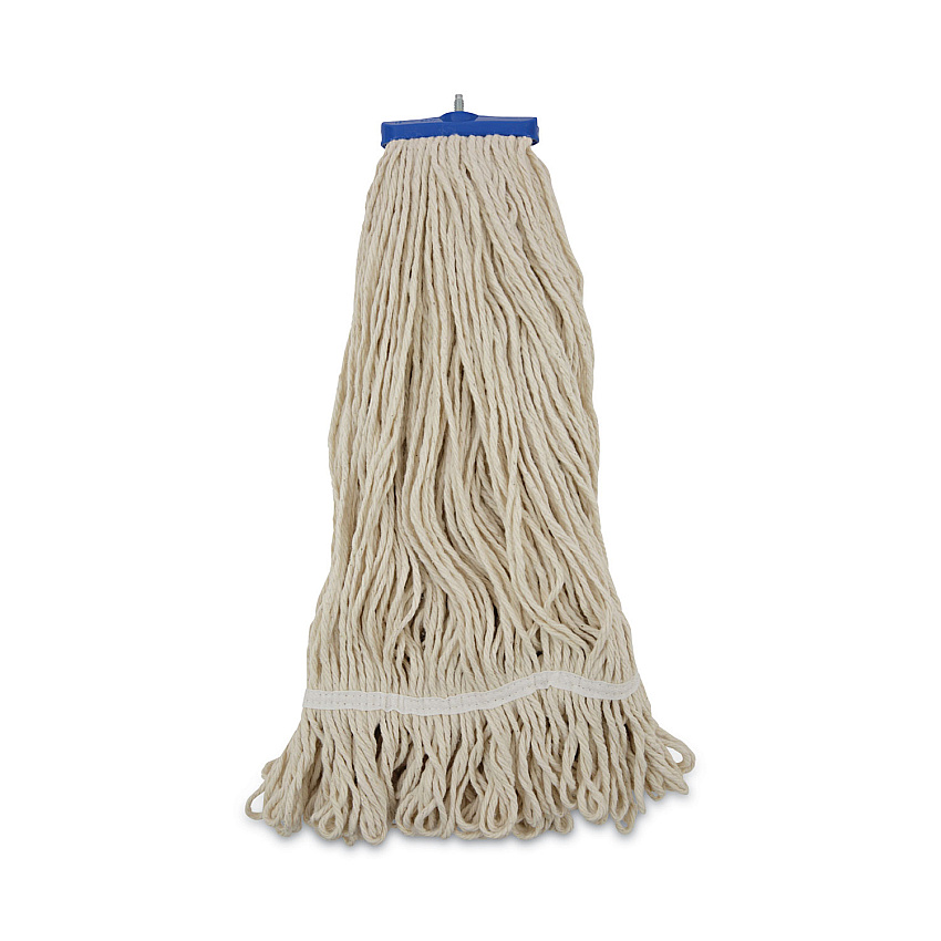 Boardwalk&reg; Cotton Fiber Lie-Flat Mop Head, 24 oz, White, 12 Mop Heads (BWK824C)
