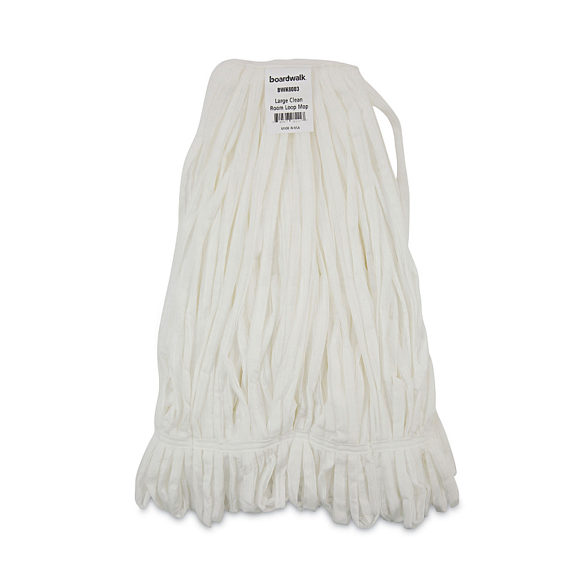Boardwalk&reg; Enviro Clean Looped Mop Head, Large, White, 12 Mop Heads (BWK8003)