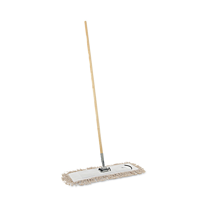 Boardwalk&reg; Cut-End Dust Mop Kit, 24 x 5, 60" Wood Handle, Natural (BWKM245C)