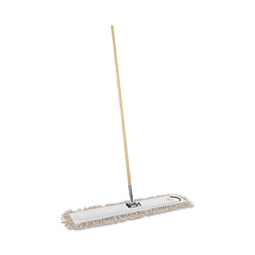 Boardwalk&reg; Cut-End Dust Mop Kit, 36 x 5, 60" Wood Handle, Natural (BWKM365C)