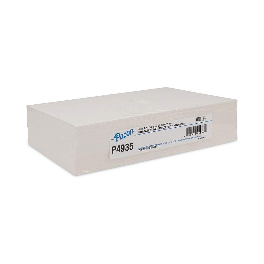 Pacon UCreate Watercolor Paper, 90 lb Text Weight, 6 x 9, 200/Pack (P4935)