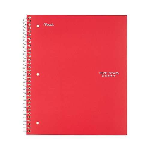 Five Star Wirebound Notebook with Two Pockets, 1-Subject, Wide/Legal Rule, Red Cover, (100) 10.5" x 8" Sheets (5200)