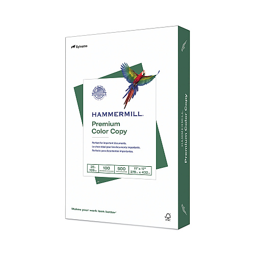 Hammermill Premium Color Copy Print Paper, 100 Bright, 28 lb Bond Weight, 11 x 17, Photo White, 500/Ream (102541)