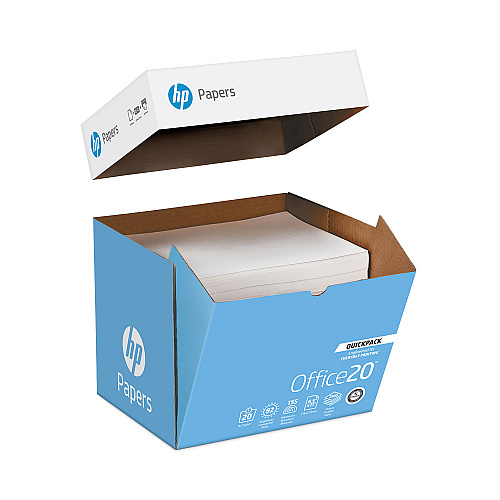 HP Office20 Paper, 92 Bright, 20 lb Bond Weight, 8.5 x 11, White, 2, 500/Carton (112103)