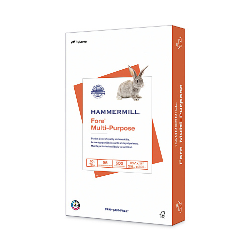 Hammermill Fore Multipurpose Print Paper, 96 Bright, 20 lb Bond Weight, 8.5 x 14, White, 500/Ream (103291)