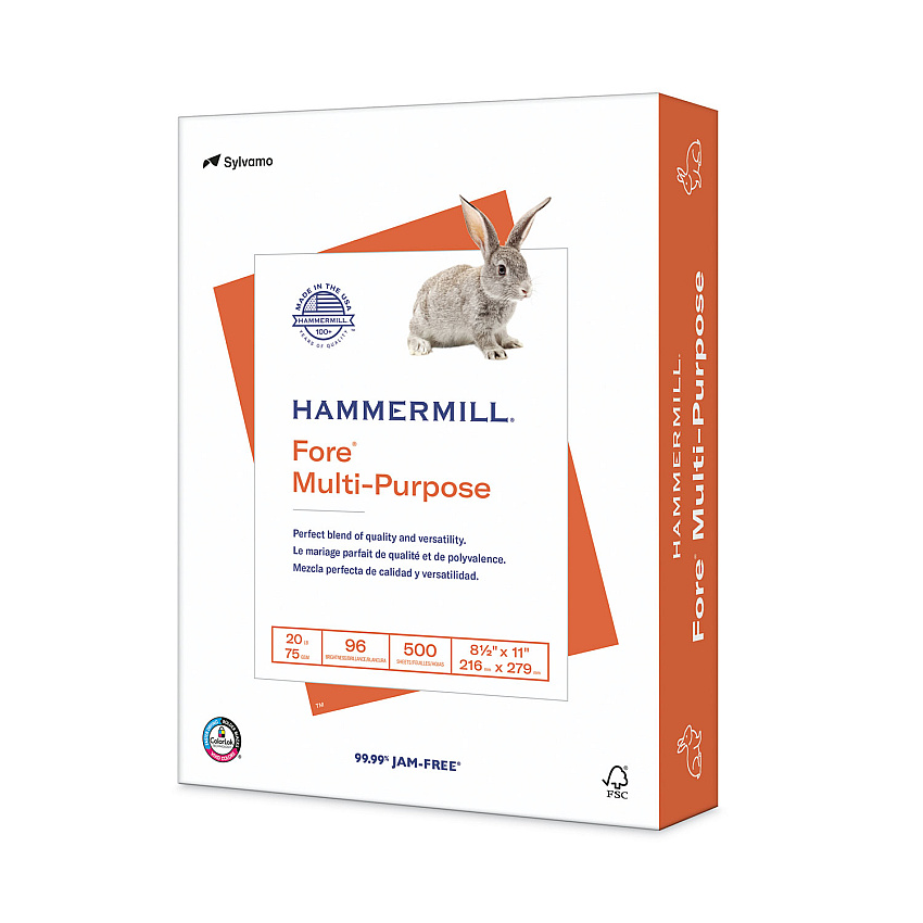Hammermill Fore Multipurpose Print Paper, 96 Bright, 20 lb Bond Weight, 8.5 x 11, White, 500 Sheets/Ream (103267RM)