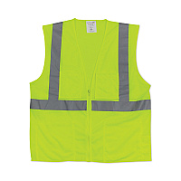 PIP ANSI Class 2 Two-Pocket Zipper Mesh Safety Vest, 2X-Large, Hi-Viz Lime Yellow (3020702ZLY2X)
